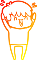 warm Gradient Linie Zeichnung von ein Karikatur Lachen Junge png