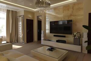 ai generado moderno interior de vivo habitación con hogar y televisión foto
