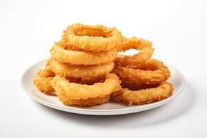AI generated fried onion rings on a transparent or white background photo