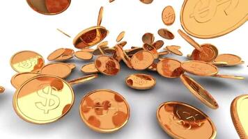 Golden coins falling 3D Animation 4K Background video