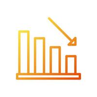 Chart icon gradient yellow orange business symbol illustration. vector