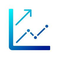 Chart icon solid gradient blue business symbol illustration. vector