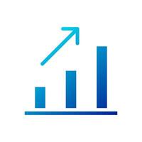 Chart icon solid gradient blue business symbol illustration. vector