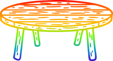 rainbow gradient line drawing of a wooden table png