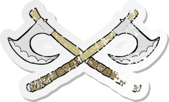 retro distressed sticker of a crossed axes png