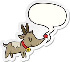 cartoon christmas reindeer with speech bubble sticker png