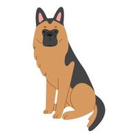 German Shepherd cute on a white background, vector illustration.