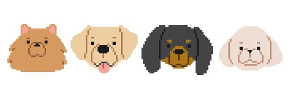 Dog Heads Pixel 1cute on a white background, vector