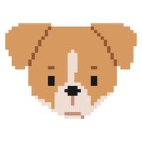 Jack Russell Head Pixel 1cute on a white background, vector illustration.