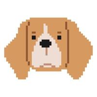 Beagle Head Pixel 1 cute on a white background, vector illustration.