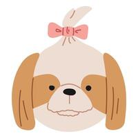 Shih Tzu Head 1 cute on a white background, vector illustration.