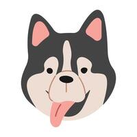 Siberian Husky Head 1 cute on a white background, vector illustration.