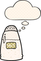 cartoon salt with thought bubble in comic book style png