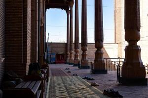 Tashkent, Uzbekistan-august 11, 2023-Khazrati Imam Mosque in the Hazrati Imam complex during a sunny day.The complex is a square that includes a set of religious buildings in Tashkent photo