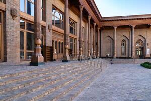 Tashkent, Uzbekistan-august 11, 2023-Khazrati Imam Mosque in the Hazrati Imam complex during a sunny day.The complex is a square that includes a set of religious buildings in Tashkent photo