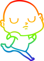 rainbow gradient line drawing of a cartoon bald man png