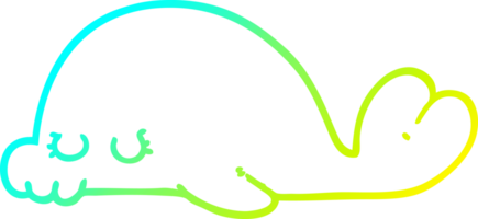 cold gradient line drawing of a cartoon seal png