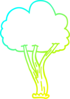 frío degradado línea dibujo de un dibujos animados floreciente árbol png