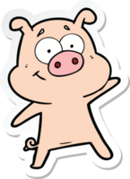 pegatina de un cerdo de dibujos animados feliz png