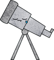 retro grunge texture cartoon of a telescope png