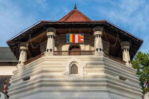 The octagonal pavilion named Paththirippuwa in Temple of the Sacred Tooth Relic a Buddhist temple in the city of Kandy, Sri Lanka. photo