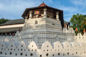 The octagonal pavilion named Paththirippuwa in Temple of the Sacred Tooth Relic a Buddhist temple in the city of Kandy, Sri Lanka. photo