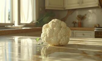 AI generated Cauliflower on the table in the kitchen. Selective focus. photo