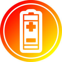 batterie circulaire icône avec chaud pente terminer png