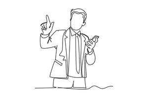 Continuous one line drawing business technology concept. Doodle vector illustration.