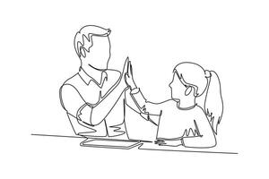 One continuous line drawing of spending time together concept. Doodle vector illustration in simple linear style.