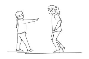 One continuous line drawing of spending time together concept. Doodle vector illustration in simple linear style.