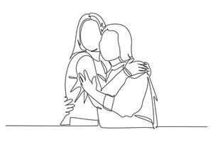 One continuous line drawing of spending time together concept. Doodle vector illustration in simple linear style.