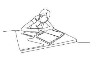 Continuous one line drawing Concept of studying in class and lab. Doodle vector illustration.