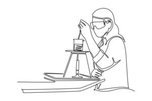 Continuous one line drawing Concept of studying in class and lab. Doodle vector illustration.