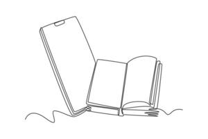 One continuous line drawing of smartphone concept. Doodle vector illustration in simple linear style.