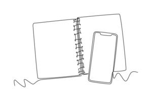 One continuous line drawing of smartphone concept. Doodle vector illustration in simple linear style.