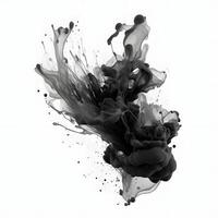 AI generated Dynamic black ink cloud dispersion in water captured in monochrome photography. photo
