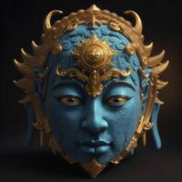 Abstract decorative mask of a non-existent creature. Fashionable background for design projects. Illustrations created using artificial intelligence. Illustrations and Clip Art AI generated. photo