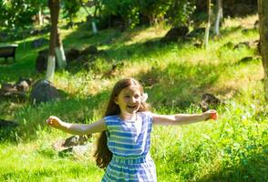 pretty little girl in the nature, girl in summer photo