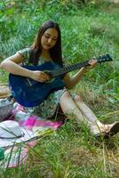 pretty young woman in the nature, woman in summer day photo