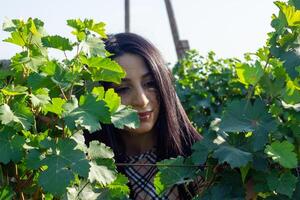 pretty young woman in the nature photo