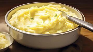 AI generated Potato salad served in table, diet concept photo