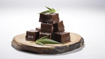 AI generated Cannabis Chocolate edibles on a plate photo