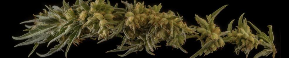 AI generated Cannabis buds on black background photo