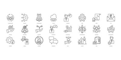 Customer relationship management icons set. Set of editable stroke icons.Vector set of Customer relationship management vector