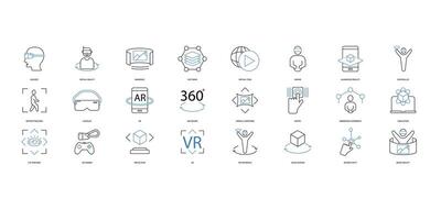 Virtual reality icons set. Set of editable stroke icons.Vector set of Virtual reality vector