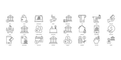 bank icons set. Set of editable stroke icons.Vector set of bank vector
