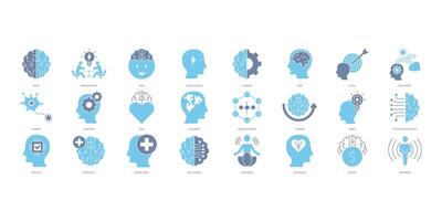 Brain icons set. Set of editable stroke icons.Vector set of Brain vector