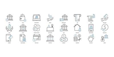 bank icons set. Set of editable stroke icons.Vector set of bank vector