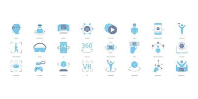 Virtual reality icons set. Set of editable stroke icons.Vector set of Virtual reality vector